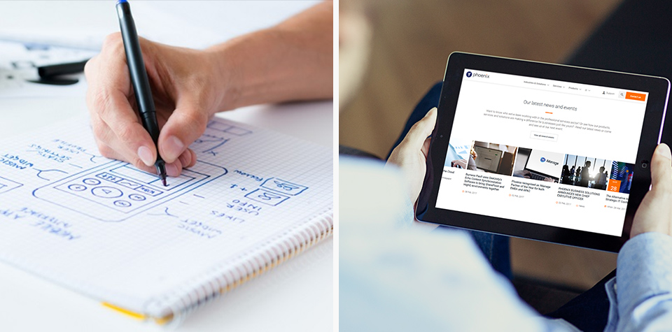 Example wireframing and prototyping on an ipad